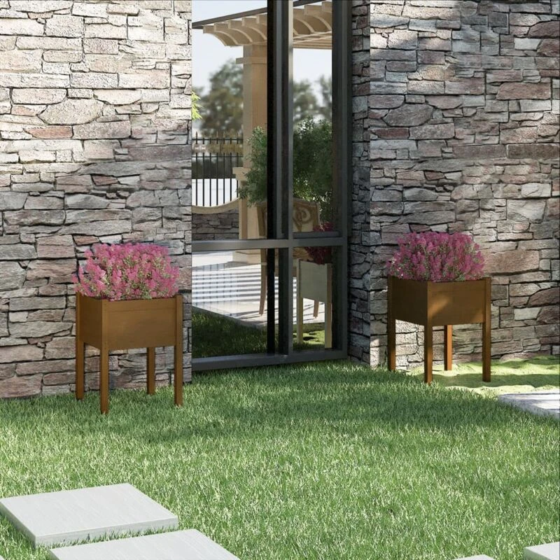 Image of VIDAXL Garden Planters 2 pcs Honey Brown 50x50x70cm Solid Pinewood vidaXL 8720286815373