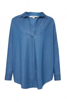 Image of French Connection Tidore Chambray Popover Shirt Blue