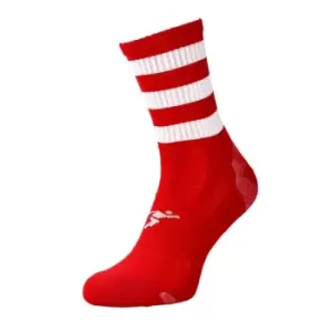 Image of Precision Pro Hooped GAA Mid Socks Junior Red/White UK Size J8-J11