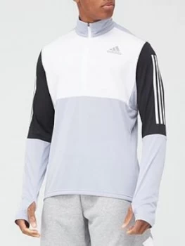 Image of adidas Own The Run Half Zip Top - Silver, Size XS, Men