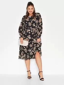 Image of Yours Autumn Floral Maxi, Black, Size 30-32, Women