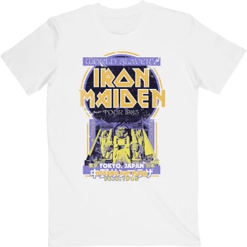 Image of Iron Maiden - Powerslave Japan Flyer Unisex Medium T-Shirt - White