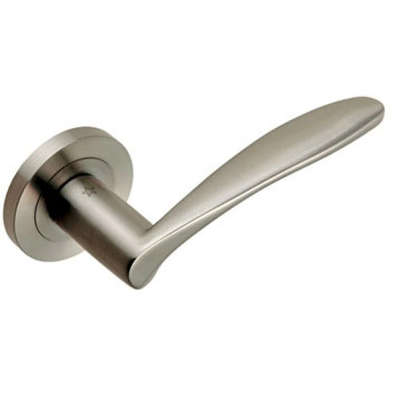 Image of Loops PAIR Angular Design Curved Handle Concealed Fix Round Rose Satin Steel Metallics
