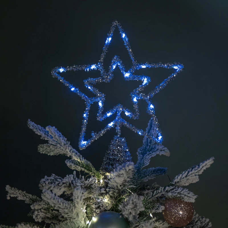 Image of 28cm Battery Powered Silver Christmas Star Tree Topper with Blue Multi-Action LEDs
