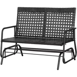 Image of Outsunny - 2 Seater Wicker Glider Bench Chair Rocking Chair Outdoor Patio Garden Armchair High Back