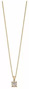 Image of Elements Gold GP2169 9k Yellow Gold Diamond Cluster Pendant Jewellery