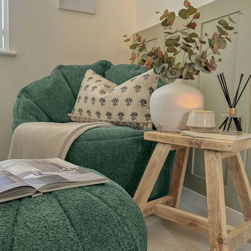 Image of rucomfy Beanbags rucomfy Adults Indoor Bean Bag Chair - Snug Cinema Style in Dark Green Dark Green Unisex