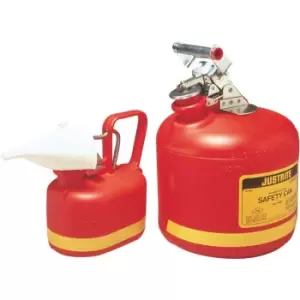 Image of Type I Safety Can, Round Nonmetallic, S/S Hardware, 5 gallon, flame arrester, polyethylene, Red.