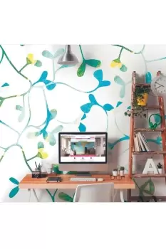 Image of Watercolour Petals Blue Matt Smooth Paste the Wall Mural 300cm wide x 240cm high