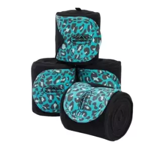 Image of Weatherbeeta Leopard Fleece Bandages 4 Pack - Blue