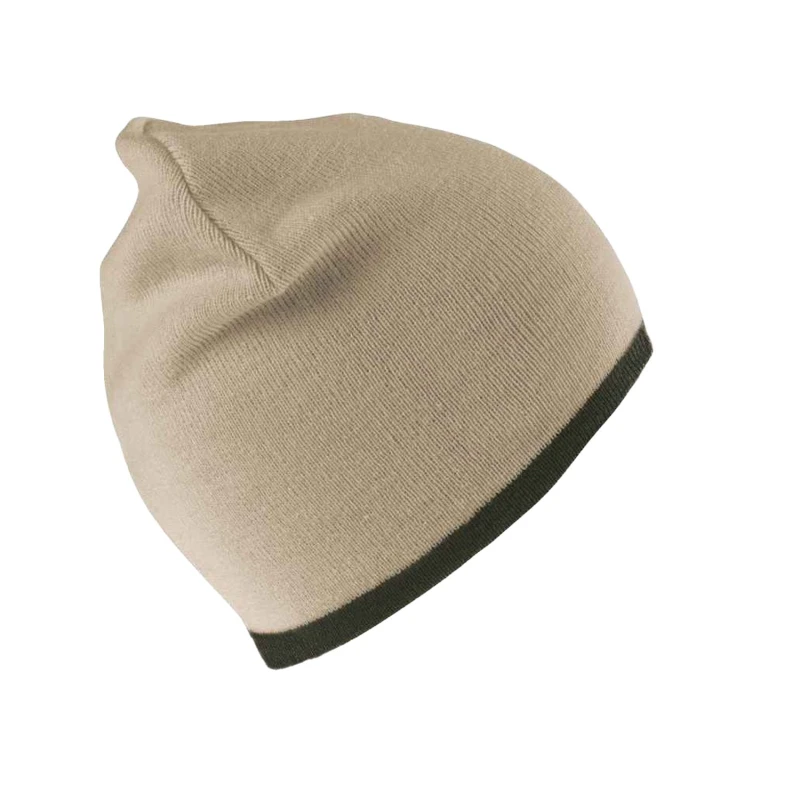 Image of Result Result Men Reversible Fashion Fit Winter Beanie Hat in Stone Stone One Size Male 5055747567137