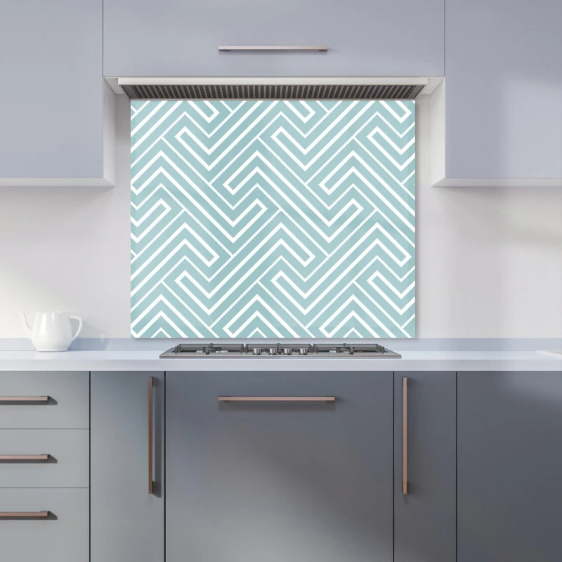 Image of Warren Reed - Designer Blue & White Geometric Pattern Kitchen Splashback in Green Size: 900mm x 650mm Green Unisex 900mm x 650mm