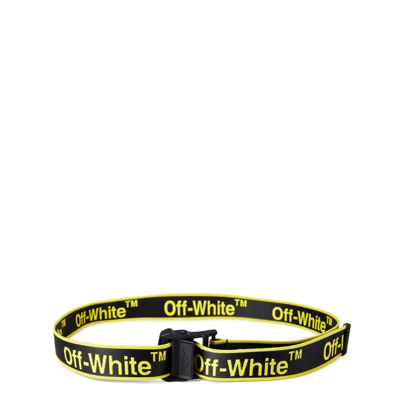 Image of Off White Mens Graphic Industrial Adjustable Fabric Belt Blk/Yllw male 85