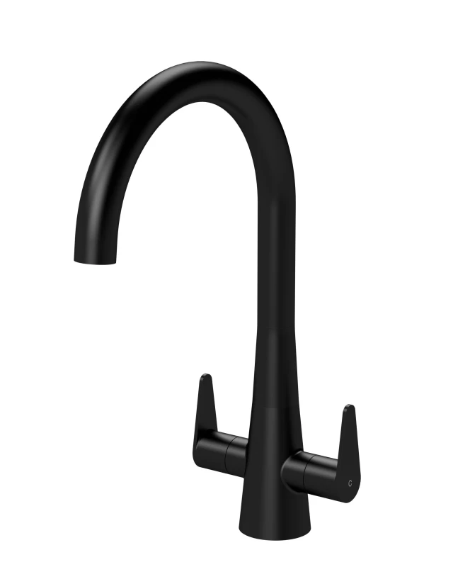 Image of Balterley Kitchen Mono Mixer Tap with 2 Lever Handles Matt Black 398mm Black