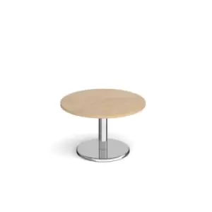 Image of Pisa circular coffee table with round chrome base 800mm - kendal oak
