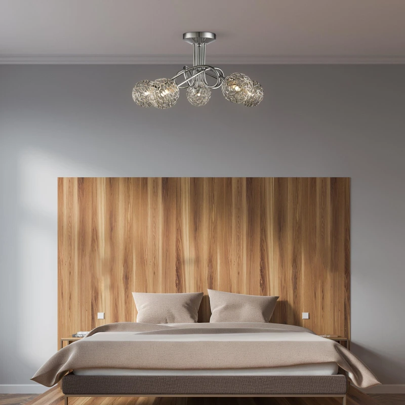 Image of Searchlight Twist Five Light Ceiling Fitting Chrome - Searchlight Chrome LO84101