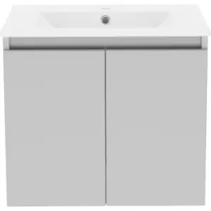 Image of Atlanta Slim Double Door Wall Hung Basin Unit With Basin Pearl 600mm in Grey MFC