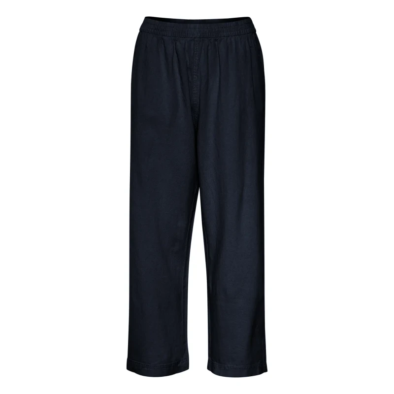Image of Kaffe Womens Naya Elastic Waist Cropped Trousers in Dark Navy Size: 14 Dark Navy Female 14