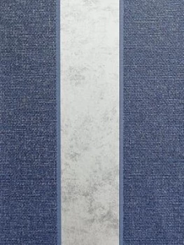 Image of Arthouse Calico Stripe Navy Wallpaper