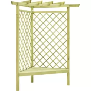 Image of vidaXL Corner Pergola with Seat 130x130x197cm Impregnated Pinewood - Green