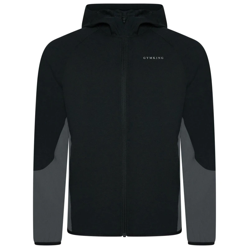 Image of Gym King Mens Progress Long Sleeve Windbreaker Black/Graphite male Small