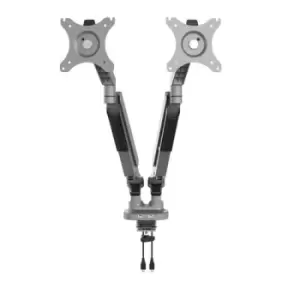 Image of Triton gas lift space-saving double monitor arm - silver