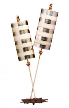 Image of 2 Light Table Lamp Cream, Silver Leaf, E27