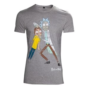 Image of Rick and Morty - Crazy Eyes Mens XX-Large T-Shirt - Grey