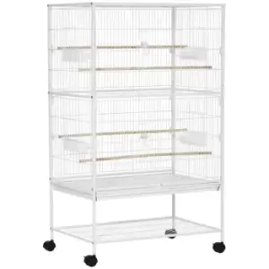 Image of Pawhut Large Bird Cage Budgie Cage For Finch Canaries Parrot With Stand - White