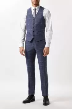 Image of Mens Slim Fit Grey Check Tweed Suit Waistcoat