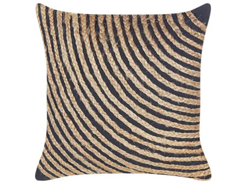 Image of Beliani Throw Cushion Bergenia Jute 45 X 45cm Black Striped