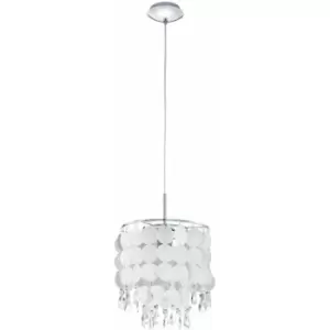 Image of Pendant Light Chrome Plated Shade Mother Of Pearl Film Crystal Bulb E27 1x60W