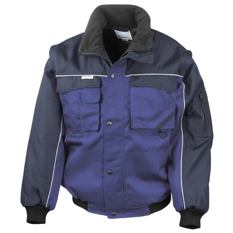 Image of Result Result Men Heavy Duty Zip-off Sleeves Pilot Jacket in Mid Blue Size: large Mid Blue L Male 5063527405562