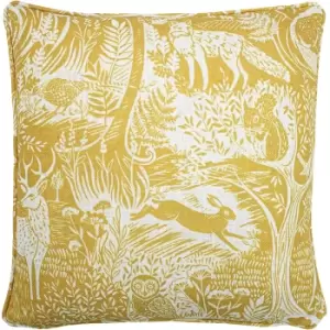 Image of Furn Woodland Cushion Cover (One Size) (Ochre Yellow)