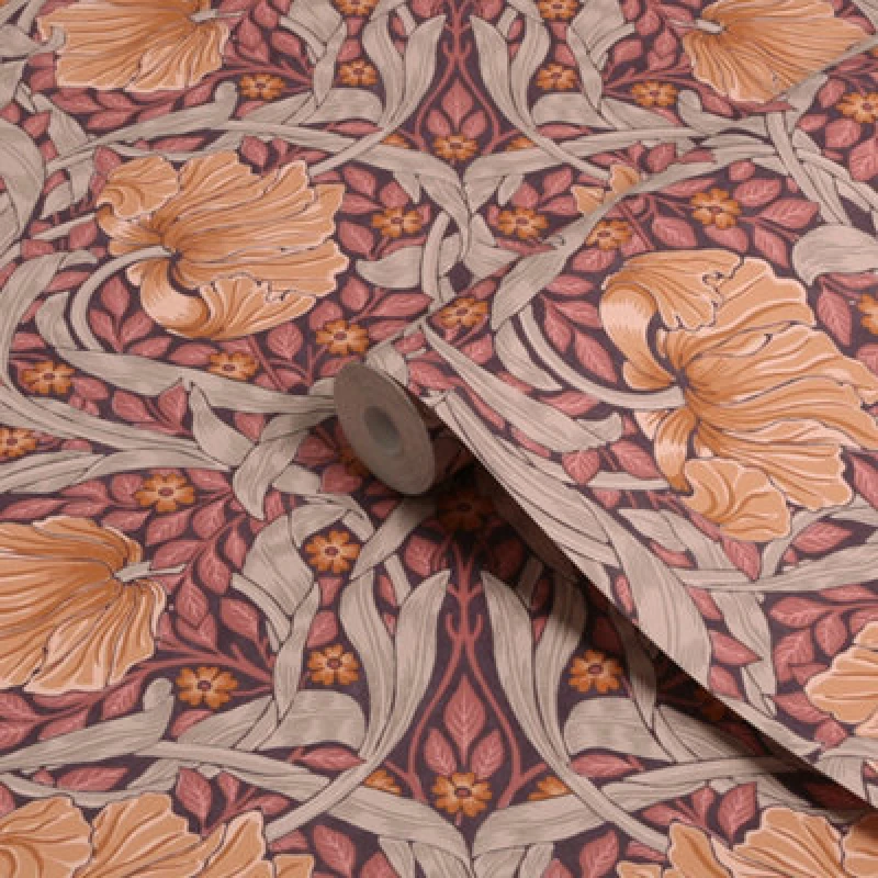 Image of William Morris Gallery Collection Plum Pimpernel Smooth Wallpaper