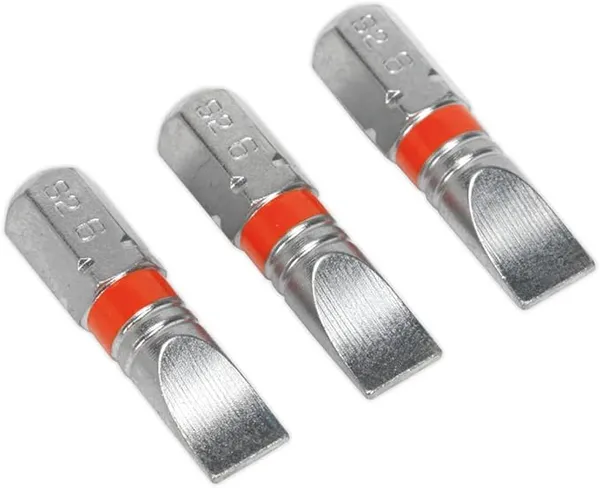 Image of Sealey AK210509 Power Tool Bits Slotted 6mm Colour-Coded S2 25mm 3pc