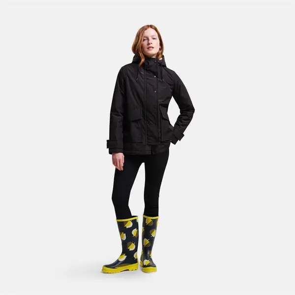 Image of Regatta Orla Kiely Swing Waterproof Jacket - Black(Shadow Elm Yellow) 16