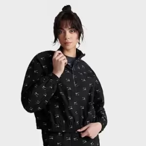 Image of Womens Nike Air Quarter-Zip Mod Crop All-Over Print Woven Top