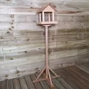 Image of Traditional Wooden Garden Bird Seed Feeder Table with Roof