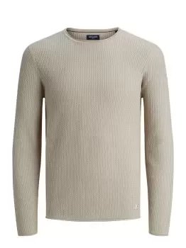Image of JACK & JONES Jacquard Crew Neck Knitted Pullover Men Beige