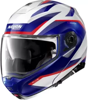 Image of Nolan N100-5 Plus Overland N-Com Helmet, white-red-blue Size M white-red-blue, Size M