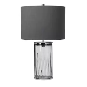 Image of Reno Table Lamp Metalwork Polished Nickel, Smoked Glass