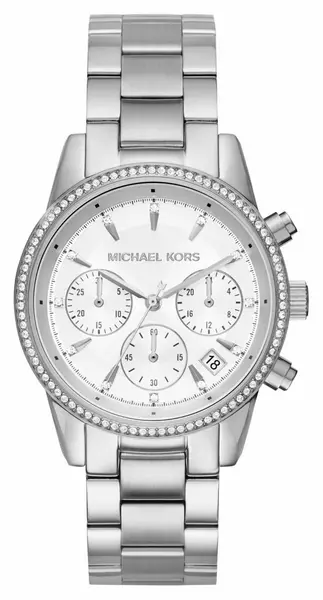 Image of Michael Kors MK6428 Womens Ritz Stainless Steel Crystal Set Watch