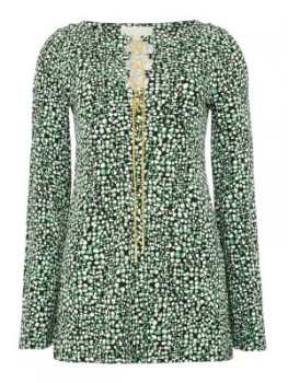 Image of Michael Kors Reptile border print tunic top Green