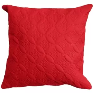 Image of Ultrasonic Red Quilted Embossed Cushion Cover, 40 x 40cm - Red - Red - Homescapes