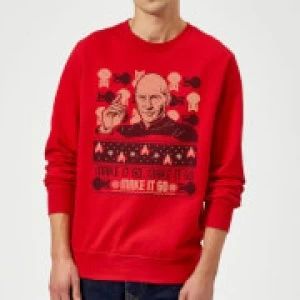 Image of Star Trek: The Next Generation Make It So Christmas Sweatshirt - Red - L