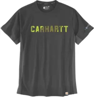 Image of Carhartt Force Flex Block Logo T-Shirt, grey, Size S, grey, Size S