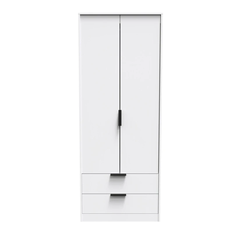 Image of Ready Assembled 2 U Fuji 2 Door 2 Drawer Wardrobe (Ready Assembled) in White White Unisex