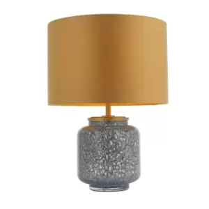 Image of Courmayeur Table Lamp Cobalt Glass & Gold Satin Fabric