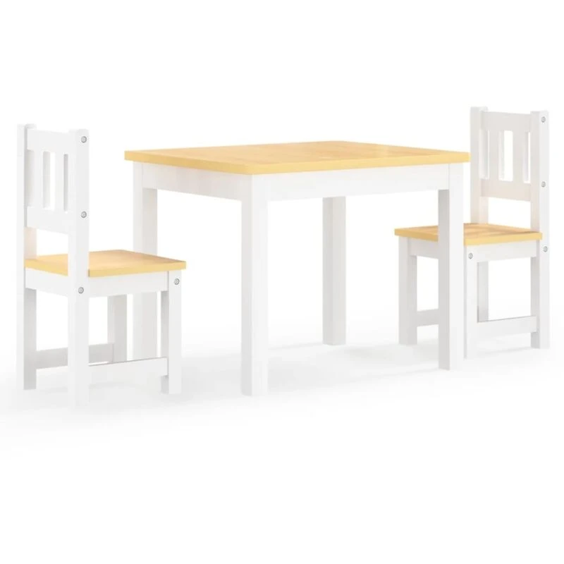Image of VIDAXL 3 Piece Children Table and Chair Set White and Beige mdf Vidaxl 8720286669501